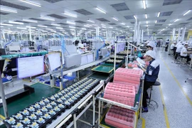 Electronic circuit board production line at Korean-funded Nexcon Vietnam Co., Ltd. in Bac Ninh province. (Photo: VNA)