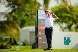 Ho Anh Duy competes in the last day of the Southeast Asian Amateur Golf Team Championships 2024. He wins the gold in the Lion City Cup for boys' U16. (Photos of VGA) 