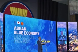 Resident Representative of UNDP Indonesia Norimasa Shimomura speaks at the lauch of the ASEAN Blue Economy Innovation Project in Jakarta on May 14. (Photo: VNA)