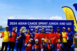 The Vietnamese squad at the 2024 Canoe Sprint Junior & U23 Championships in Thailand. (Photo: Vietnam Canoeing, Rowing and Sailing Federation)