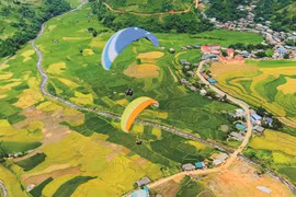 Paragliders enjoy spectacular flights over Mu Cang Chai terraced fields
