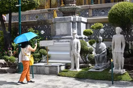 Thailand: Century-old stone sculptures displayed at Emerald Buddha Temple