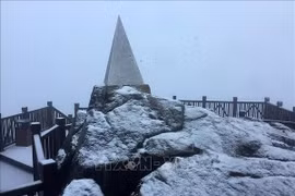 Snow covers top of Mount Fansipan