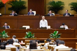 Auditor General of the State Audit Office of Vietnam Ngo Van Tuan (standing) answers deputies’ questions at the National Assembly (NA)'s 7th session on June 5 (Photo: VNA)