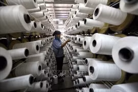 Fiber production line of the RoK-funded KSA Polymer JSC Hanoi at Thuy Van industrial park in Phu Tho province. (Photo: VNA)