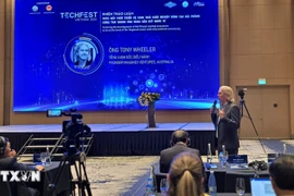 A foreign speaker addresses Techfest Vietnam 2024 (Photo: VNA)