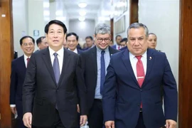 State President Luong Cuong (L) and President of the Council of Ministers of Peru Gustavo Adriazén. (Photo: VNA)