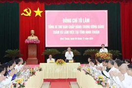 Party General Secretary To Lam has a working session with the Standing Board of the provincial Party Committee of Ninh Thuan province on December 5. (Photo: VNA)