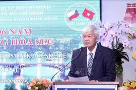 Nguyen Muoi, Chairman of the Vietnam-Czech Friendship Association (VCFO) in Ho Chi Minh City, speaks at the ceremony (Photo: VNA)