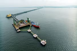 The port cluster, specialised tanks and central utility plant of Long Son Petrochemical Complex project (Photo: VNA)