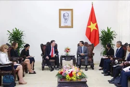 Deputy Prime Minister Tran Hong Ha (R) receives US Ambassador to Vietnam Marc Knapper. (Photo: VNA)