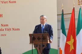 General Secretary of the Communist Party of Vietnam Central Committee and State President To Lam delivers a speech at Trinity College Dublin in Ireland. (Photo: VNA)