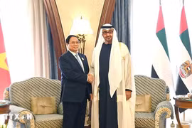 Prime Minister Pham Minh Chinh meets with UAE President Mohammed bin Zayed Al Nahyan during his visit to attend the ASEAN - Gulf Cooperation Council (GCC) Summit in Saudi Arabia on October 20, 2023. (Photo: VNA)