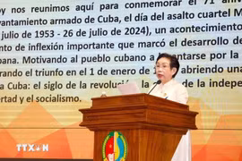 Chairwoman of the Vietnam - Cuba Friendship Association of HCM City Truong Thi Hien speaks at the event on October 3. (Photo: VNA)