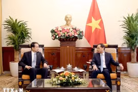 Deputy Prime Minister and Minister of Foreign Affairs Bui Thanh Son (R) receives Chinese Ambassador to Vietnam He Wei in Hanoi on October 22. (Photo: VNA)