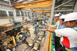 At Hoa Phat steel manufacturing assembly in Dung Quat (Photo: VNA)