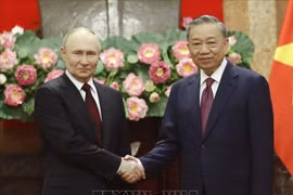General Secretary of the Communist Party of Vietnam (CPV) Central Committee and State President To Lam and Russian President Vladimir Putin (Photo: VNA) 