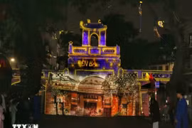 A 3D mapping light show at O Quan Chuong in Hanoi (Photo: VNA)