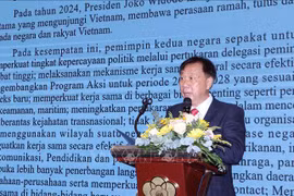 President of the Ho Chi Minh Union of Friendship Organisations Mai Ba Hung speaks at the event (Photo: VNA)