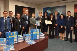 The delegation of the Foreign Ministry of Vietnam at the ceremony to present Vietnam's submission (Photo: VNA)