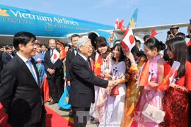 Party General Secretary Nguyen Phu Trong arrives in Tokyo