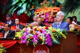 Do Van Chien, Politburo member, Secretary of the Party Central Committee and President of the 10th-tenure VFF Central Committee, delivers the closing speech at the 10th National VFF Congress on October 18. (Photo: VNA)