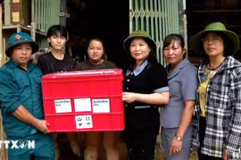 Relief from the Australian Embassy is presented to typhoon-hit residents in Hong Ha ward of Yen Bai city, Yen Bai province, on September 13. (Photo: VNA)