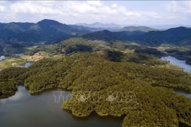 An aerial view of the Khuon Than Lake tourism area in Bac Giang province (Photo: VNA)