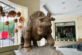 A bull statue displayed at the HNX's headquarters in Hanoi (Photo VNS)