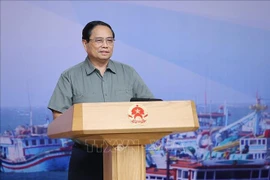 PM Pham Minh Chinh speaks at the August 28 meeting on IUU fishing prevention and control. (Photo: VNA)