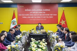 State President Luong Cuong has a working session with Viettel Peru S.A.C (Bitel) on November 12. (Photo: VNA)