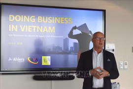 Roger Chantillon, CEO of Ahlers Logistics, talks about business opportunities in Vietnam at the workshop on June 6. (Photo: VNA)