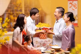 Lucky money giveaway - an exchange of best New Year wishes