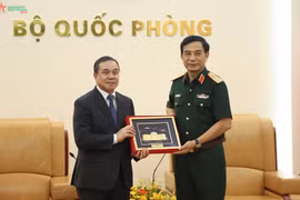 Defence Minister receives outgoing Lao ambassador