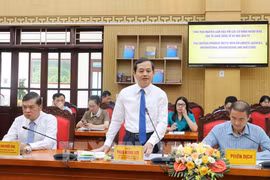 Pham Hoang Son, Permanent Vice Secretary of the provincial Party Committee and Chairman of the provincial People's Council, speaks at the event (Photo: VNA)