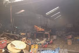 Vietnamese market in Laos on fire