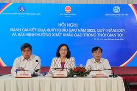 Delegates at a conference to evaluate rice export results in 2023 and the first quarter of 2024, in Can Tho on April 26. (Photo: VietnamPlus)