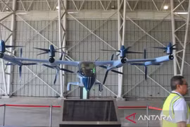 A flying taxi prototype at the Samarinda Airport in East Kalimantan on July 29, 2024. (Photo: httpen.antaranews.com) 