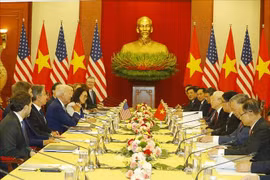 Party General Secretary Nguyen Phu Trong holds an important meeting with US President Joe Biden, marking a new milestone in the bilateral relations between Vietnam and the US. (Photo: VNA)