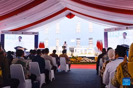 Indonesia's President Joko Widodo delivers a speech at the inauguration ceremony of PT Indonesia BTR New Energy Material (PT BTR) at Kendal Industrial Park in Central Java province, Indonesia, Aug. 7, 2024. (Photo: english.news.cn)