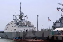 US Navy vessels arrived at Tien Sa port (Photo: VNA)