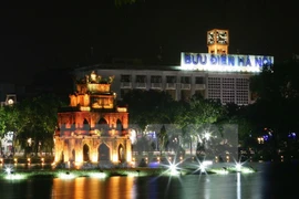 Thap Rua (Turtle Tower) in the centre of Sword Lake, Hanoi (Photo: VNA) 
