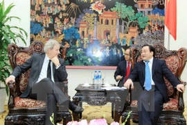 Deputy PM Hoang Trung Hai received Mayor Eberhard Van de Laan of the Netherlands’ Amsterdam city. (Source: VNA)