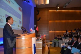 Deputy Minister of Industry and Trade Cao Quoc Hung at the forum (Photo:Vietnam+) 