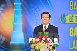 President Truong Tan Sang speaks at the cerenomy. (Photo: VNA)