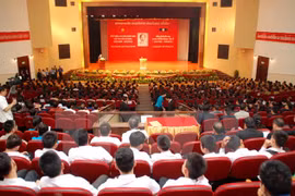The ceremony celebrating the 125th birth anniversary of late President Ho Chi Minh in Laos (Source: VNA)