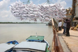 Rice sacks are loaded for export at the Nha Be port in Ho Chi Minh City (Photo: VNA)