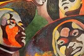 The lacquer painting Shades of Variegation by Heather McClellan.