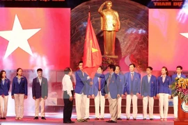 The Vietnam sport delegation took part in a sending off ceremony at the National Sports Training Centre in Hanoi on May 19. (Photo: VNA)