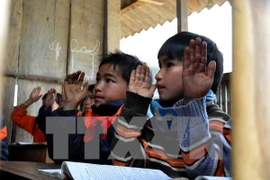 A class of ethnic minority students in Mu Cang Chai district of the northern mountainous province of Yen Bai (Photo: VNA)
